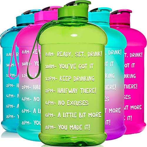 HydroMATE Half Gallon 64 oz Motivational Water Bottle with Time Marker Large BPA Free Jug with Handle Reusable Leak Proof Bottle Time Marked to Drink More Hydro MATE