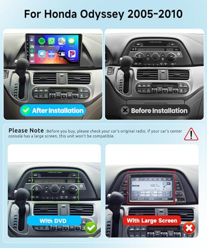 Image of 8 CORE 4G+64G Car Radio Stereo for Honda Odyssey 2005-2010 with Wireless CarPlay /Android Auto, 10.1 Inch 1280 * 720P IPS Touch Screen Android 13 GPS WiFi Bluetooth 32-Band DSP HD Backup Camera