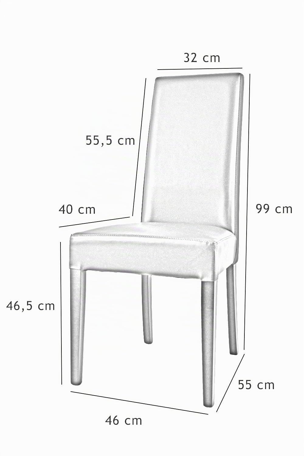 Tommychairs - Set 4 chaises LUISA pour cuisine, bar et salle à manger, robuste structure en bois de hêtre peindré en gris clair, assise et dossier rembourrés et revêtus en cuir artificiel gris clair