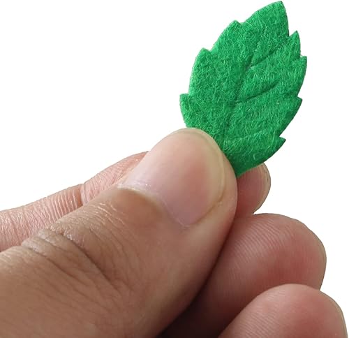 Miniatura 4 de Hojas de tela falsas, 100 hojas de tela artificiales verdes para álbumes de recortes, proyectos de manualidades, boda, decoración de fiestas, hojas