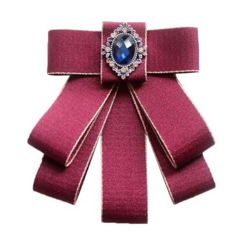 Image of Rhinestone Retro British Style Pre-tied Adjustable Fabric Ribbon Bow Tie for Women Men Uniform Necktie Bownot