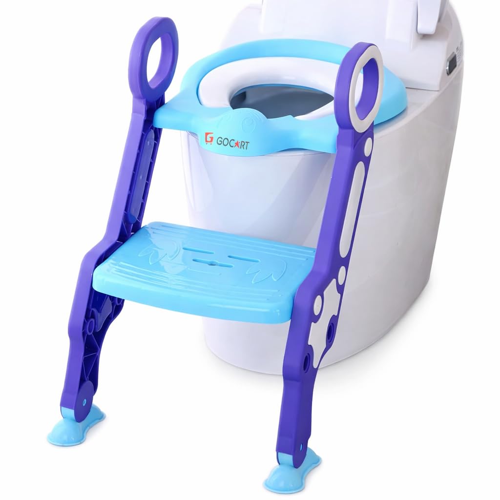 Gocart with G Logo Plastic Potty Training Seat Chair with Non-Slip Step Stool Ladder for Toddlers, Kids and Baby (Green)