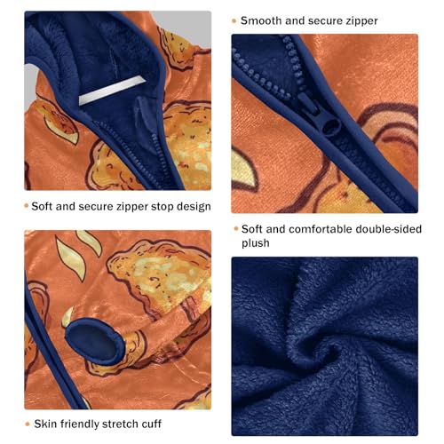 Fire Chicken Nugget Girls Fleece Jacket Girls Fall Jacket Girls Zip Up Hoodie Girls Sherpa Jacket 2-10T3