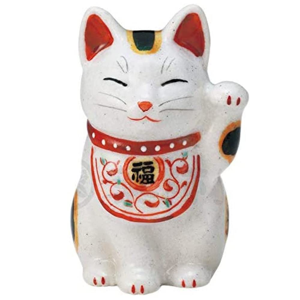 Amazon.co.jp: 陶彩万福唐草招き猫（左手上げ・小） : ホーム＆キッチン