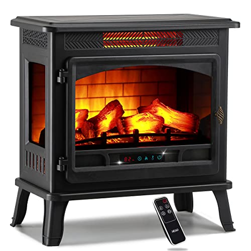 Heao Electric Fireplace 3D Infrared Fireplace Stove 24" Freestanding Fireplace Heater For Indoor With Visible Control Panel And Remote, Etl Certified, Overheating Safety Protection, 1500W (Black) #TOP24