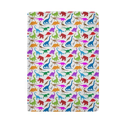 Ahomy - Funda para pasaporte de piel para hombre y mujer, diseño de dinosaurio colorido
