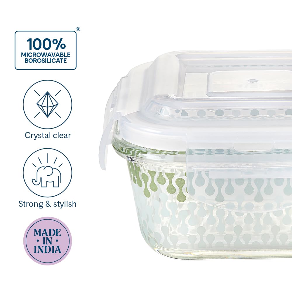 Larah Glass Lunchbox - Leakproof & Microwave Safe -3