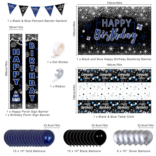 Nigifter Black and Blue Birthday Party Decorations for Boys Men Women Girls by Nigifter - Used condition - Image 2