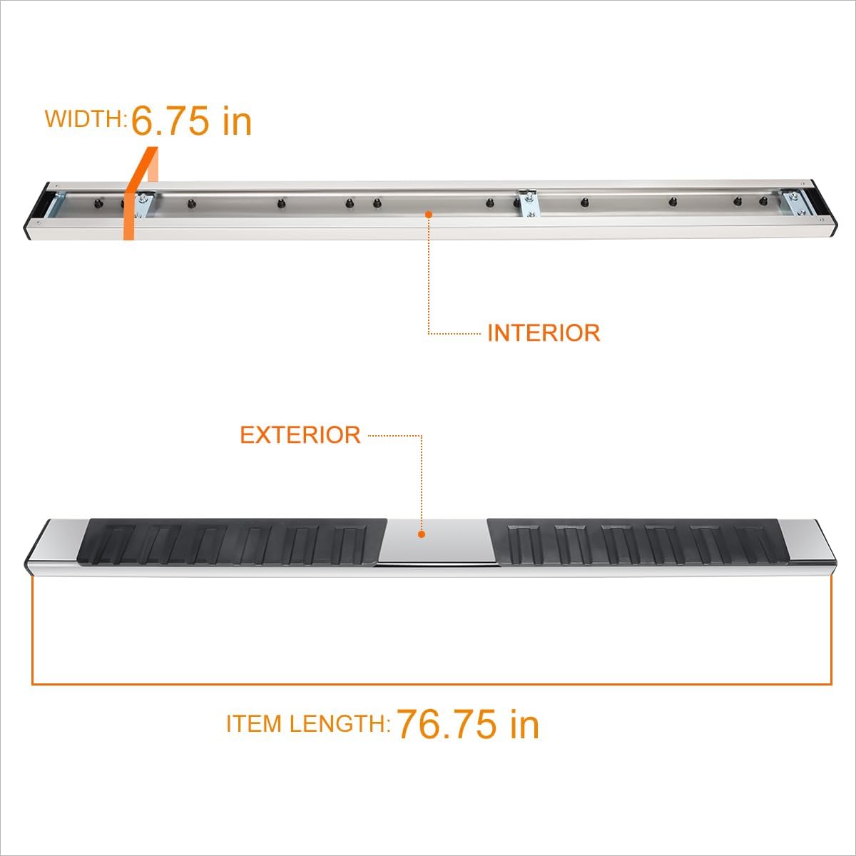 [Pair] 6.75 Inch Chrome Stainless Running Boards Side Steps Bars Compatible with 07-21 Toyota Tundra Double/Extended Cab