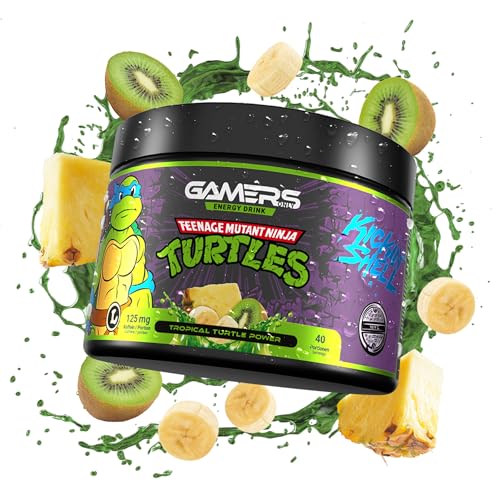 Gamers Only Energy Pulver Teenage Mutant Ninja Turtels [MIT KOFFEIN & ZERO ZUCKER ] 40 Portionen | Energy Drink Pulver | Erhöht die Konzentration & Reaktionen | 125MG Koffein & L-Tyrosin & Vitaminen