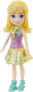 Polly Pocket Collectible Doll ~ Polly Wearing Gold, Purple and Teal Dress, Teal Sandals and Wearing Heart Locket ~ 3 1/2" ...