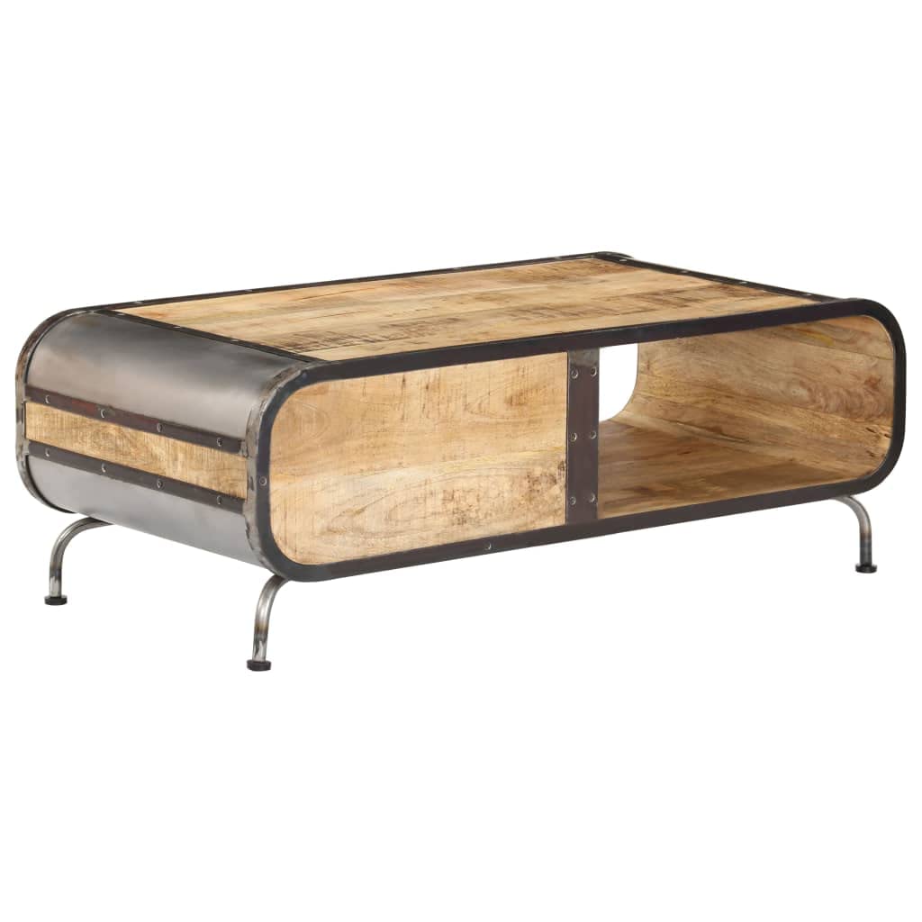 Mesa de café de 100 x 50 x 35 cm, de madera maciza de mango, para salón, mesas de salón, mesas de salón, para un ambiente acogedor