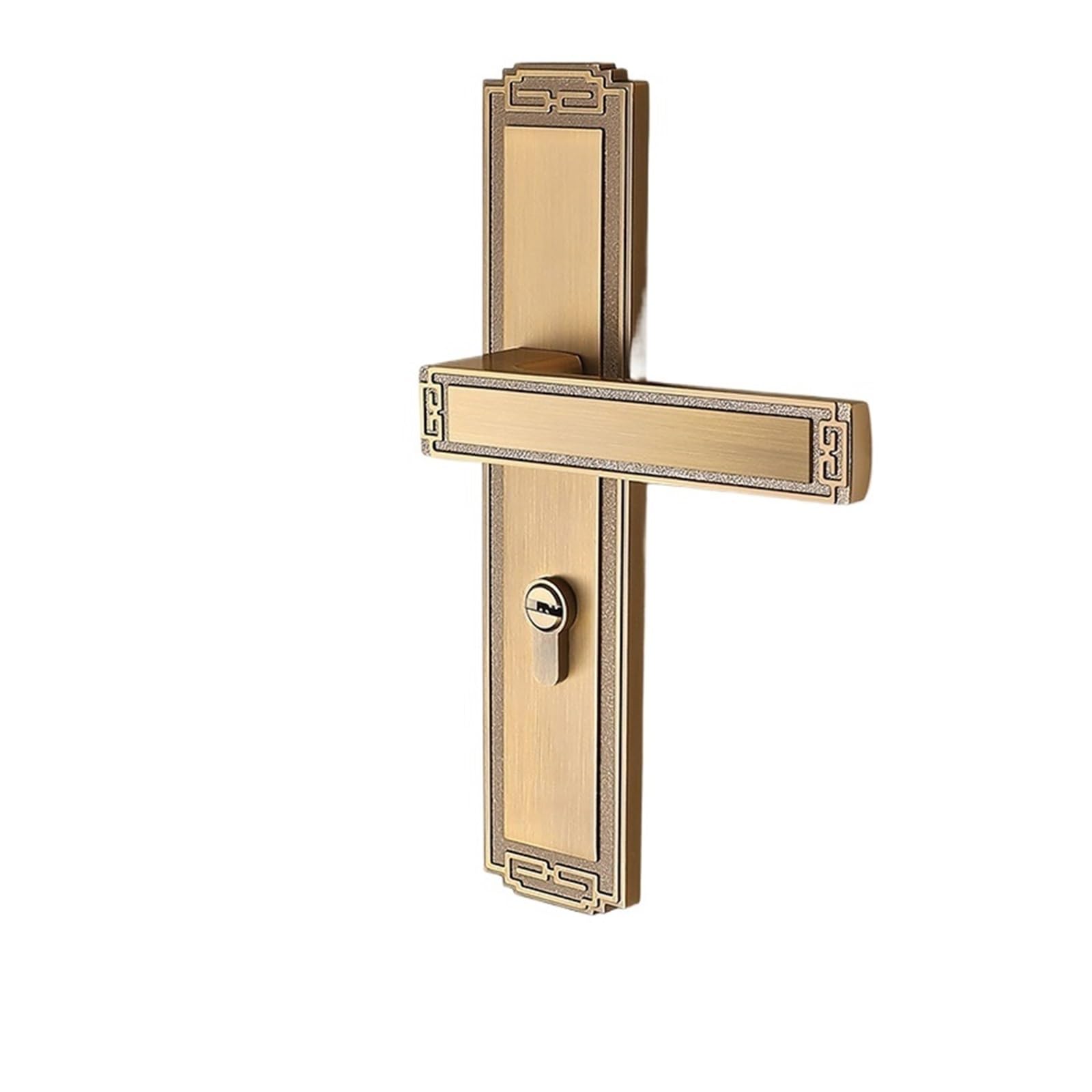 NYRXRYTCA Retro Chinese Bedroom Door Lock Yellow Bronze Indoor Door Wooden Door Handle Silent Magnetic Door Lock(58H84 yellow bronze silent)