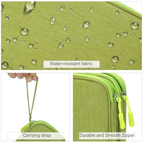 Image of FYY Electronic Organizer, Travel Cable Organizer Bag Pouch Electronic Accessories Carry Case Portable Waterproof Double Layers Storage Bag for Cable, Cord, Charger, Phone, Earphone, Medium Size Green