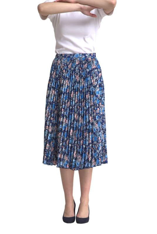 Image of FableStreet Women Skirt Casual & Festive | Elegant Flared Fit High Rise Knife Pleats All-Over Floral Print | Wrinkle-Resistant Woven Fabric for Summer & Outings