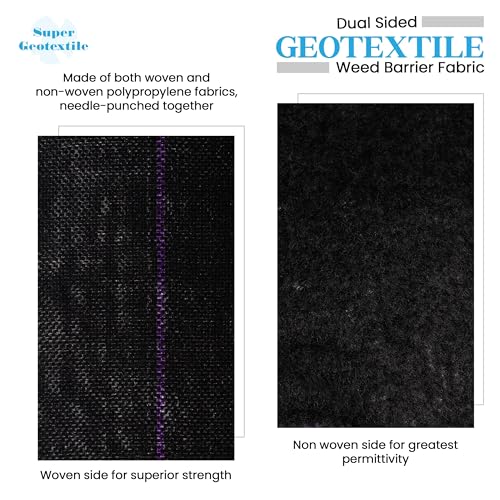 Super Geotextile Professional 5oz Geotextile Weed Barrier Fabric - Heavy Duty Landscape Fabric for Gardening, Landscaping, Weed Fabric, Eco Friendly (3x100) - Thumbnail 3