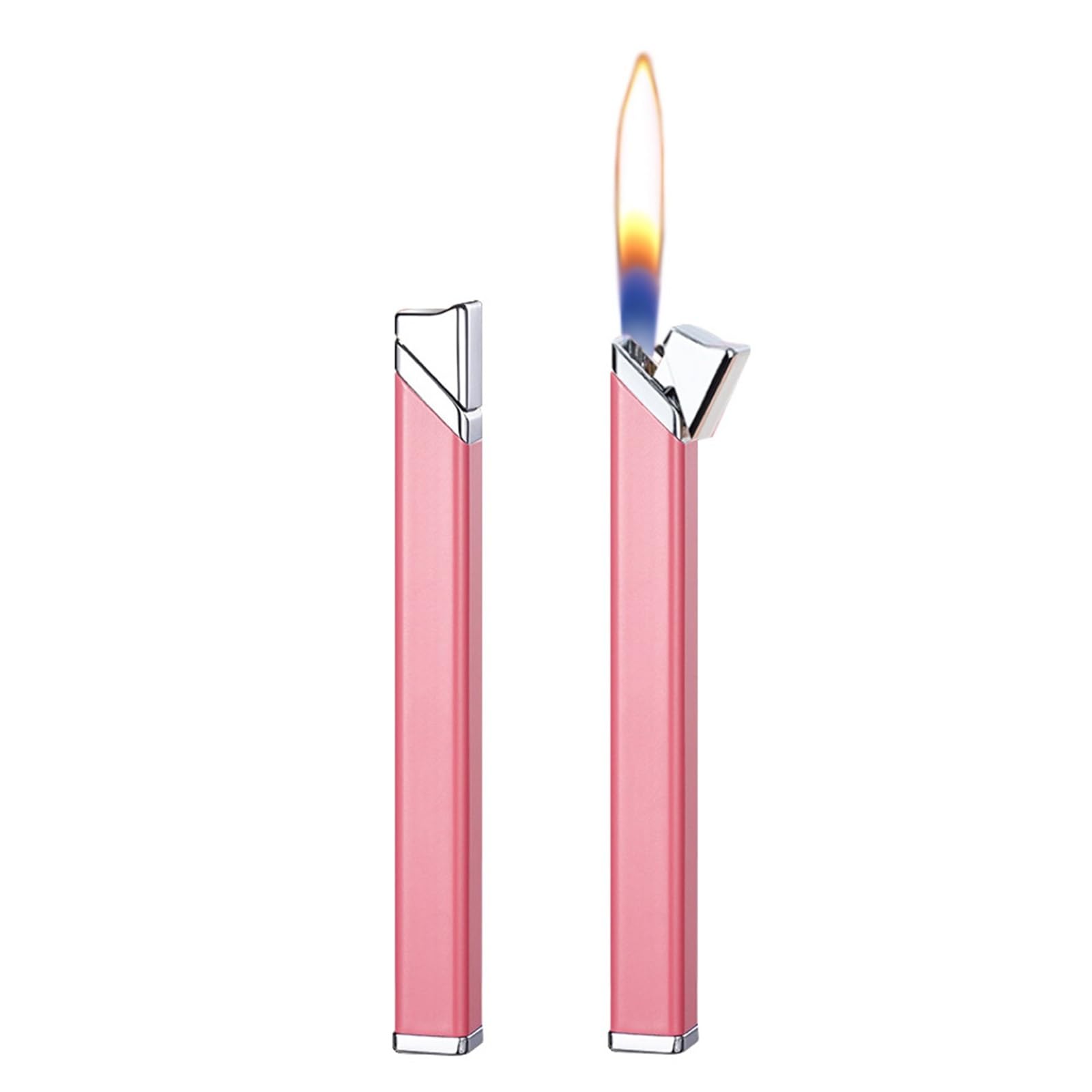 Encendedores largos de butano recargables, llama suave, llama ajustable, empuje para encender, ideal para velas, camping, regalos para hombres y mujeres