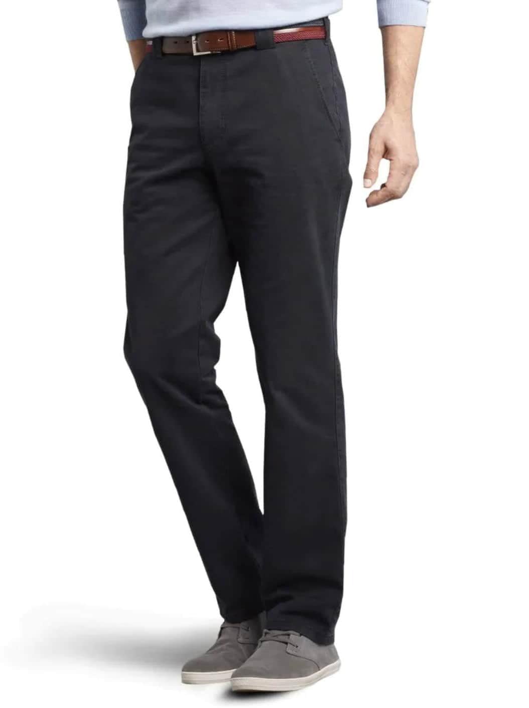 Meyer Chino Trousers - Roma Luxury Cotton - Navy, Navy Blue, 38W x 32L