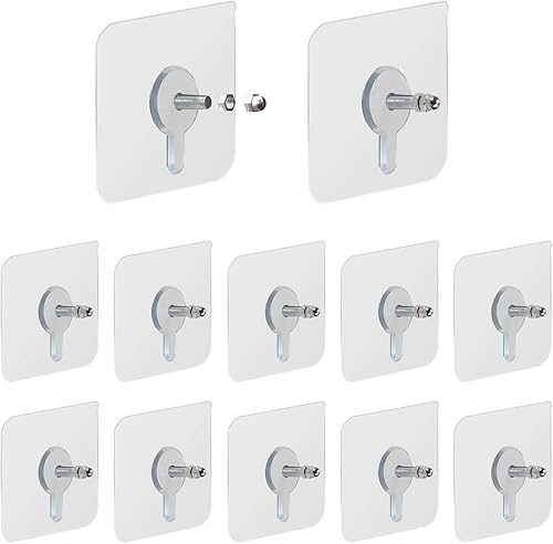 Chris.W 12 pegatinas de tornillo de pared, sin taladrar, sin rastro, para colgar en la pared, resistente, reutilizable, adhesivo adhesivo para