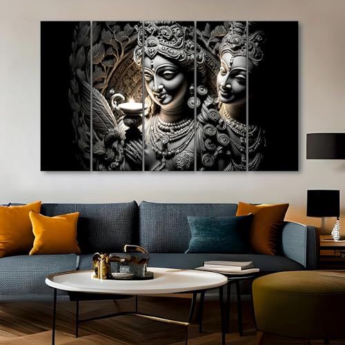 Image of KYARA ARTS Radha Krishna Wall Painting with Frame for Living Room, Bedroom, Office, Hotels, Drawing Room Wooden Framed Digital Painting (50 inch x 30 inch)