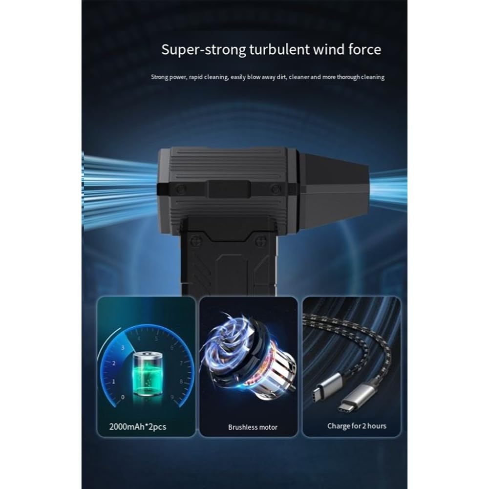 Plumero de Aire Comprimido, Soplador Turbo de 130.000 RPM con Pantalla LED y Luz, Plumero de Aire Eléctrico para Teclado, PC, Coche y Hogar.