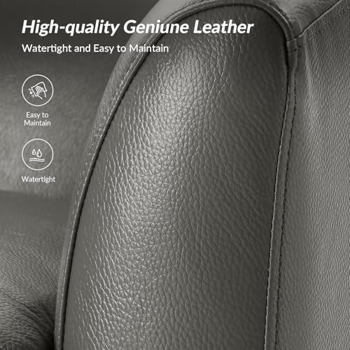 Image of HULALA HOME Genuine Leather Swivel Barrel Chairs Set of 2, Round Swivel Accent Chairs with Solid Wood Base, Leather Barrel Accent Chair for Living Room, No Assembly Required, Grey