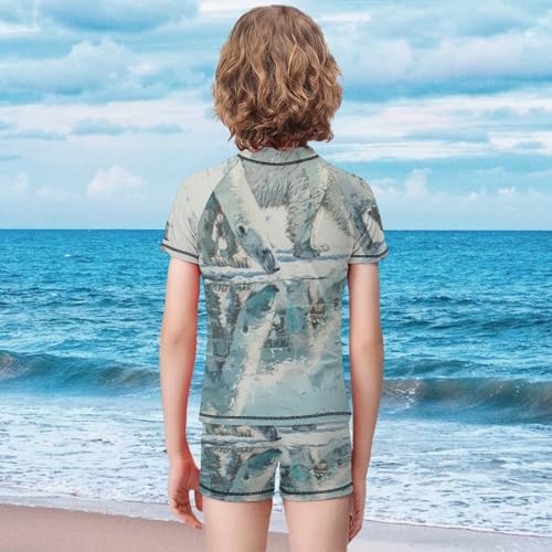 White Polar Bears on IceChildren's Casual Swimsuit Set - Simple and Versatile10-12Y（150cm）2