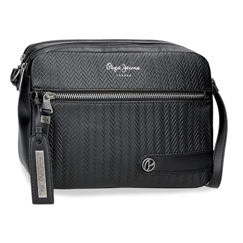 Pepe Jeans Sprig Sac bandoulière Deux Compartiments Noir 24 x 16 x 9 cm Cuir synthétique by Joumma Bags, Noir, Talla única, Bandoulière Deux Compartiments