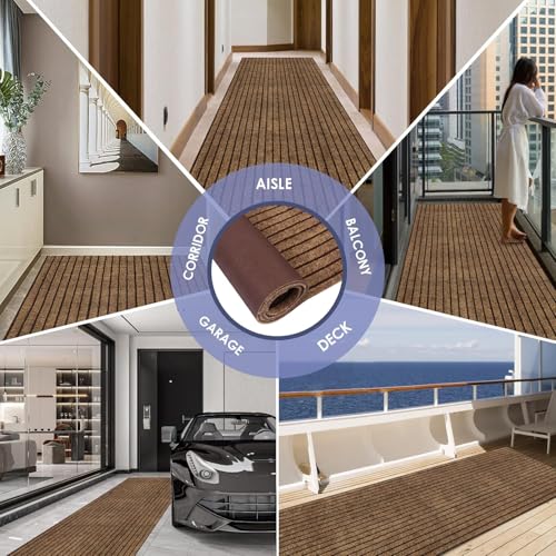 Image of Anti Slip Door Mat, Floor Mat for Living Room with Anti Slip Backing, Anti Skid Door Mats for Home, Kitchen, Entrance, Hospital, Bathroom Mat [Size 2x6 feet, Color Brown]