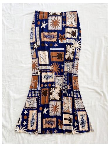 MakeMeChic Women's Tropical Print Maxi Skirt Elastic Waist Bodycon Boho Long Skirts2
