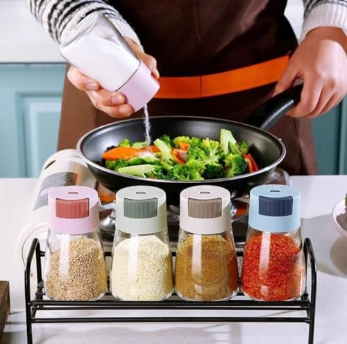 0.5g Salt Shaker - Single-Press Measured Dispenser, Transparent Kitchen Organizer Green