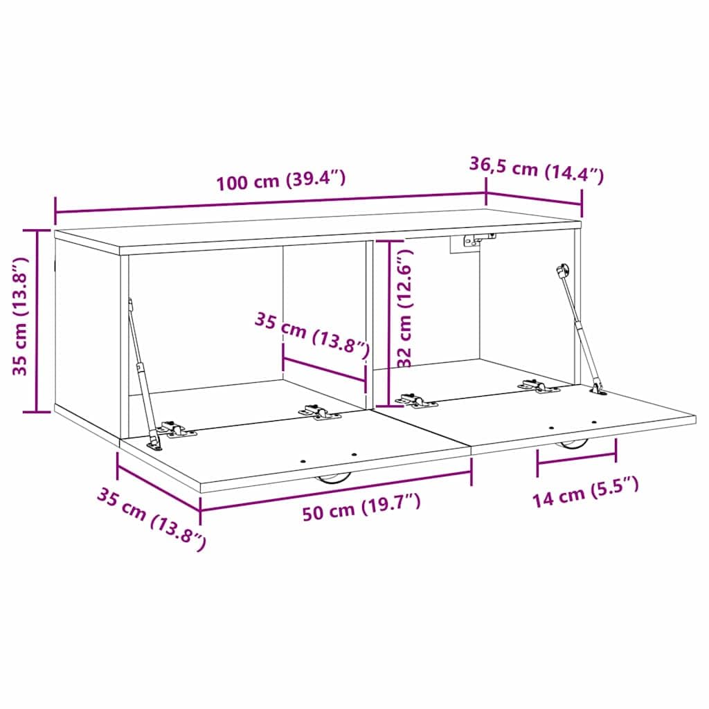 vidaXL Armoire Murale Montage Mural Chêne Artisanal 100 x 36,5 x 35 cm, Armoire Murale Moderne, Espace de Rangement généreux, Design élégant en Bois, Organisation compacte et Efficace