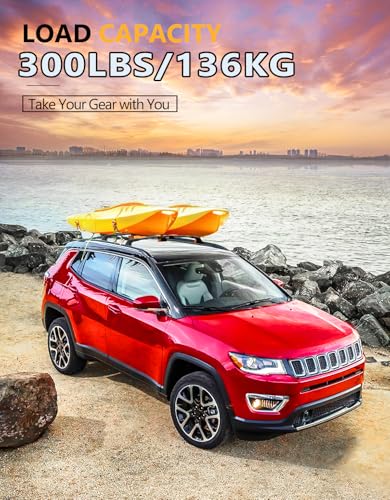 Image of Tuyoung 300lbs All Aluminum Roof Racks Cross Bars Compatible with Jeep Compass 2018-2026, Lockable Heavy Duty Roof Rails Crossbars Rooftop Cargo Basket Carrier Bag Luggage Rails Kayak Canoe Snowboard