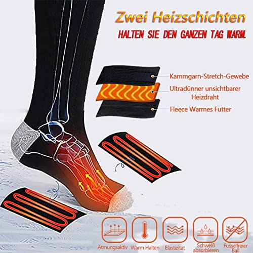 Heated Socks, Heated Socks Women Men, 4000 mAh USB Rechargeable Electric Socks with 3 Files Adjustable Temperature, Foot Warmer Electric for Skiing, Fishing, Cycling, Camping - Image 5