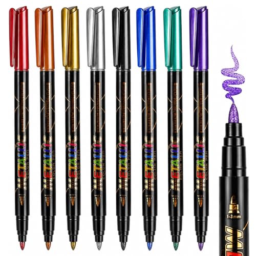 8 Stylos Tatouage Temporaire, Feutre Tatouage Kit Tatouage Ephemere Femme Marqueurs Temporaires Longue Tenue Peinture Faciale Lavable pour Garçons Filles...