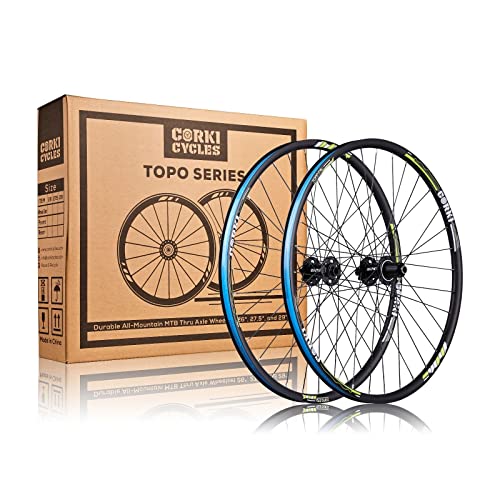 Corki Cycles Topo Mountain Bike Wheels 26’’X1.5-2.6 Inch (Thru Axle, Dual Disc Brake, Aluminum Alloy) #TOP6