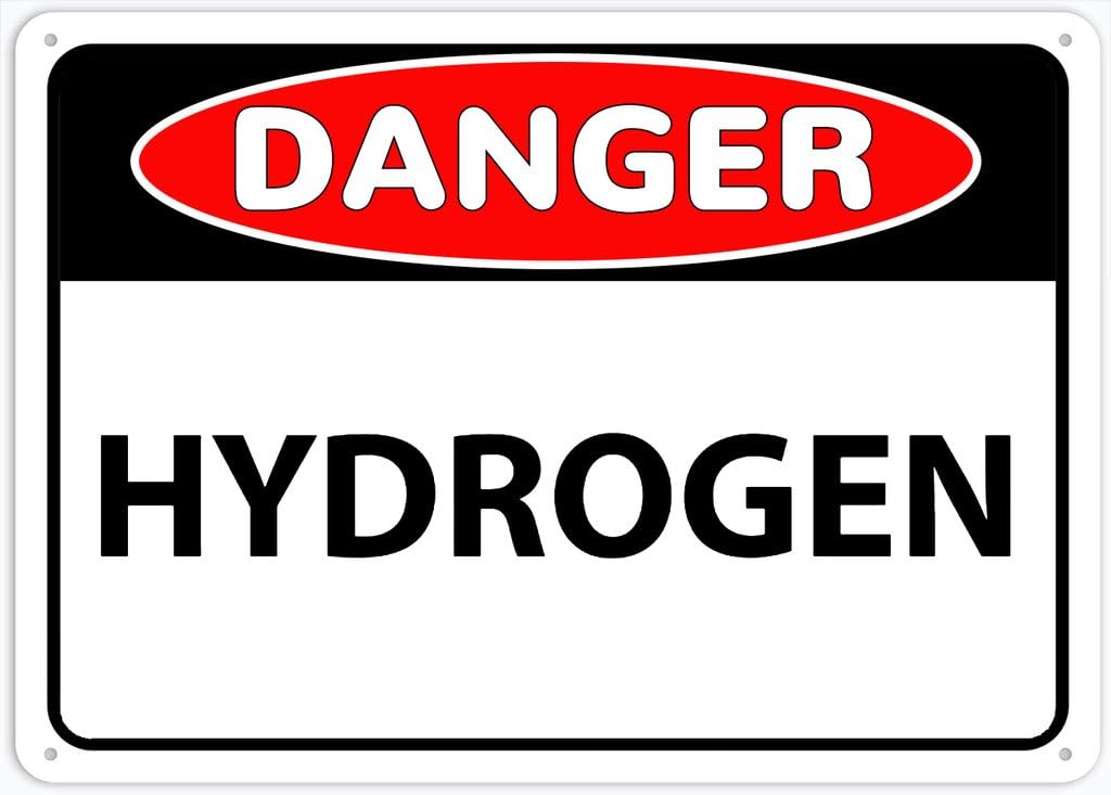 8"x12" Aluminum Metal Sign - Danger Hydrogen Caution - Indoor & Outdoor Use For Home, Office, Work