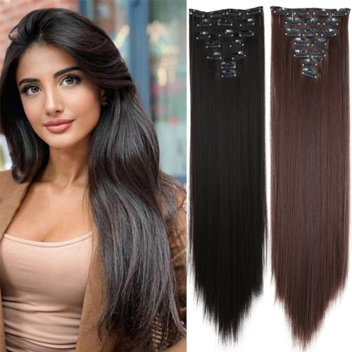 prinfantasy Blonde Hair Extensions Clip in Long Full Head High Temperature Synthetic Straight Thick Hairpieces for Women MW162 - Image 3