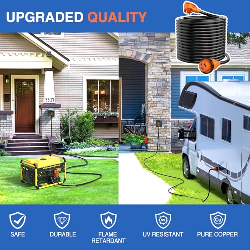 Image of Nilight 30 Amp 50FT RV Locking Extension Cord 125V Heavy Duty 10 Gauge Pure Copper STW Wire ETL Listed 3 Prong TT-30P L5-30R 30F /30M Weatherproof Suit for Camper Trailer