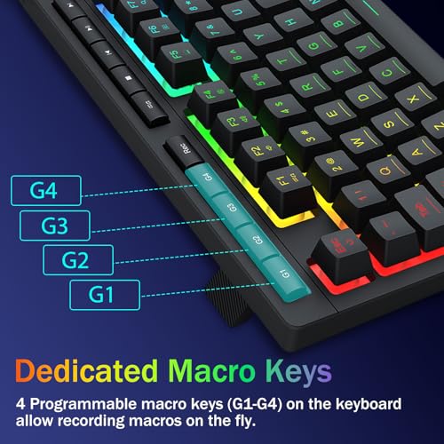 Image of Redragon K524 Wired Gaming Keyboard, RGB Backlit, 75% Compact Quiet Membrane Keyboard with Programmable Macro and Multimedia Keys, Anti-ghosting, Spill Resistant for Win /MAC /PS /Xbox
