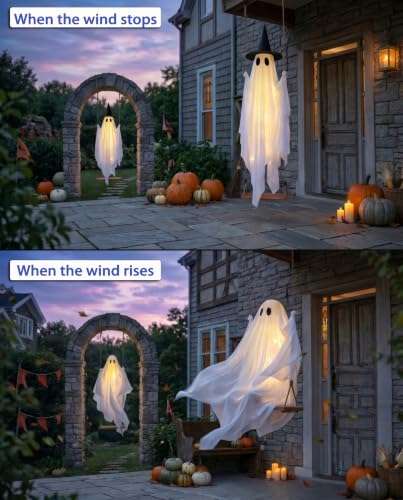 5' CYSKXYI Halloween LED Spooky Swinging Ghost w/ Remote - image 6