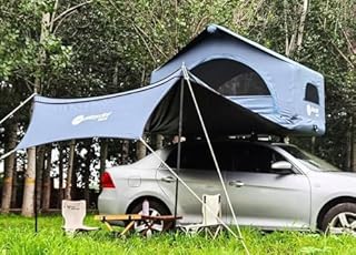 Tenda da Tetto Auto Campeggio Gonfiabile 2-3 Posti con Tendalino, Tenda per Universale Auto sul Tetto Furgone Van SUV Pick up Jeep Roulotte, Veloce e Facile da Montare, Leggera, Anti UV, Comodo