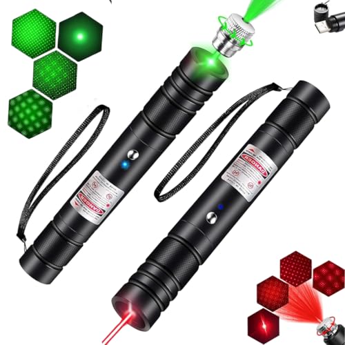 Image of COOLCOLD Laser Light | USB Rechargeable, Laser Pointer | Long Range, Laser Light Powerful | for Party, Disco Adjustable Mode, 2000m Handheld Lesar Pen, Suitable for Camping(Pack-2, Green + Red)