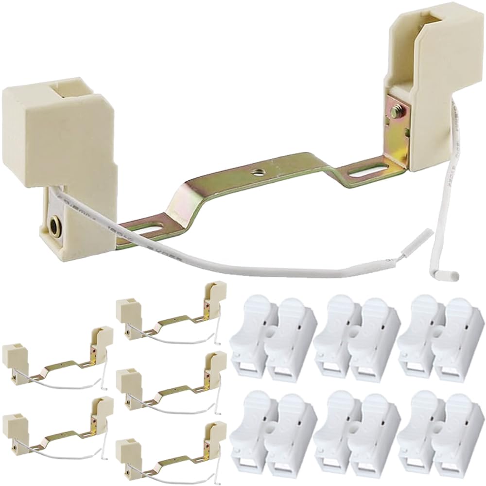 HAAMNING7 R7S Lamp Base Socket, R7S Bulb 118mm Lamp Holder Double Ended Lamp Holder Connector, R7 S Cermics Bulb Socket Holder Connector for T3 Halogen Light, with Wire Connector (6 Pack)