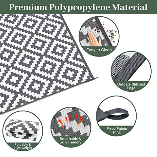 MOKANI Outdoor Rug for Patios Waterproof Anti-slip Plastic Straw Garden Mat Carpet UV Resistant Indoor Area Rugs for Camping Deck - Image 3