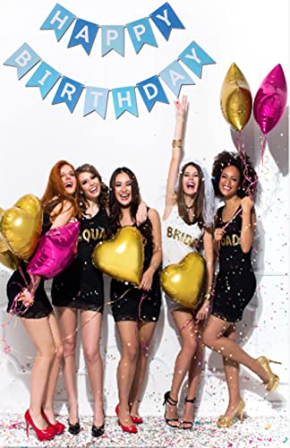 Image of Happy Birthday Gradient Blue Banner Decoration Party Supplies