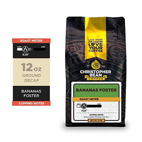 Christopher Bean Coffee - Bananas Fosters Flavored Coffee, (Decaf Ground) 100% Arabica, No Sugar, No Fats, Made with Non-GMO Flavorings, 12-Ounce Bag of Decaf Ground coffee