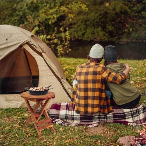 Daxuly SMALL PATIO TABLE Outdoor Folding Side Table, Portable Side Table, Small Side Table, Accent Table, Small Coffee End Table, Wood Table Top thumb #1