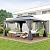 Domi 10' X 14' Hardtop Gazebo, Upgraded Metal Gazebo with Drainage System, Dual-Layer Galvanized Steel Roof, Curtain and Netting, Outdoor Shelter Canopy for Patio, Garden, and Backyard, Grey