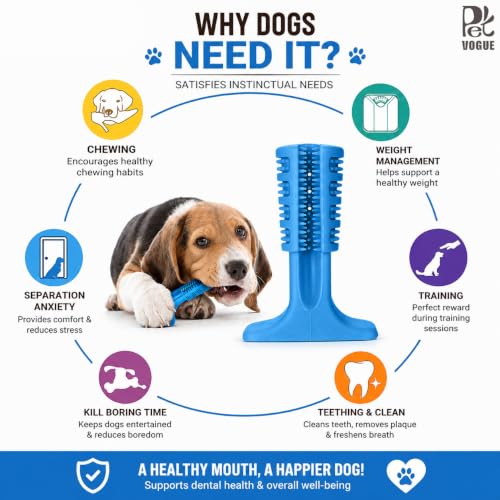 Image of PetVogue Dog Toothbrush Chew Toys Natural Rubber Dog Tooth Cleaner Stick Puppy Dental Care Brushing Toy - FOR SMALL DOGS